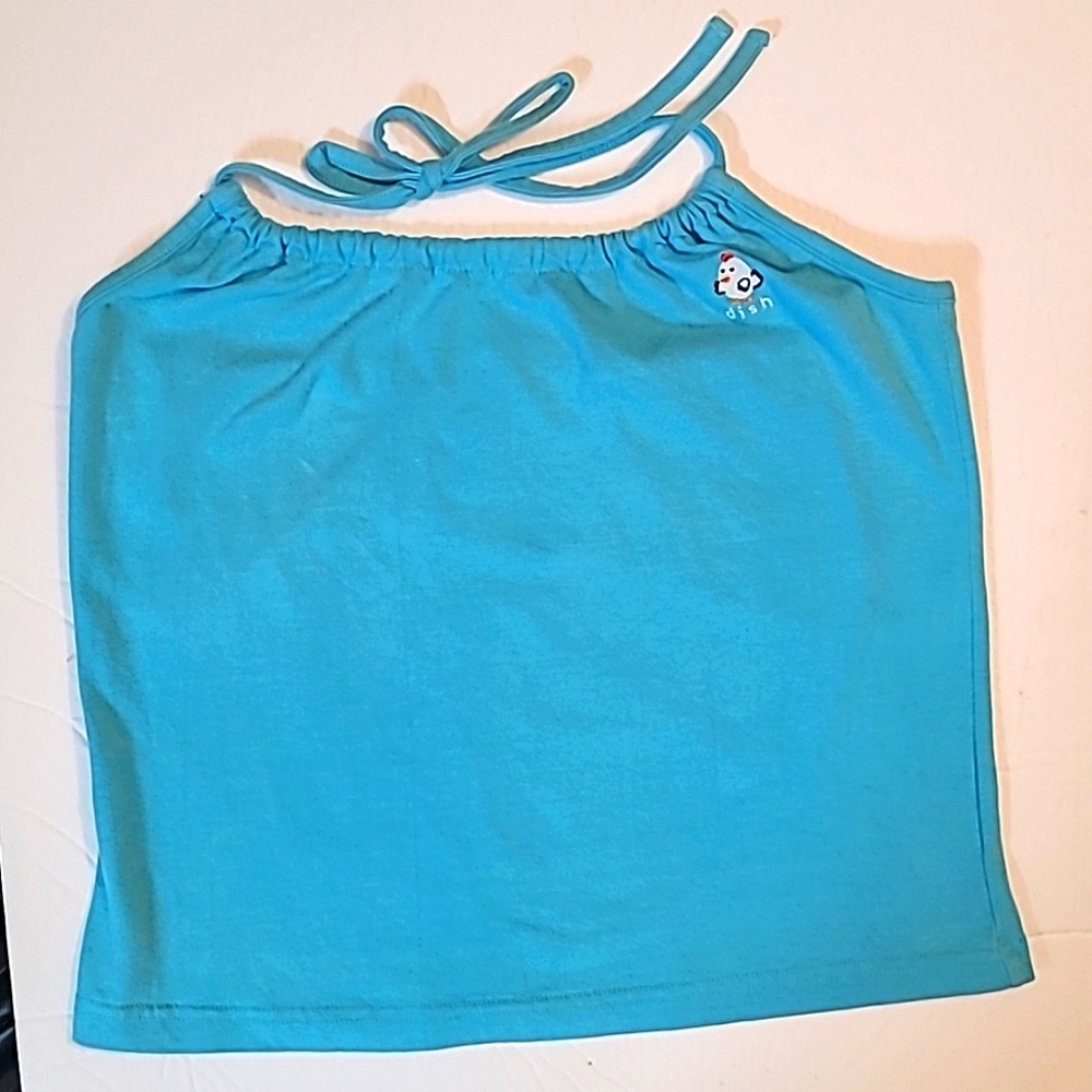 Dish Denim | Vintage Y2K Tie-up Halter Top w/ Embroidered Chick Logo